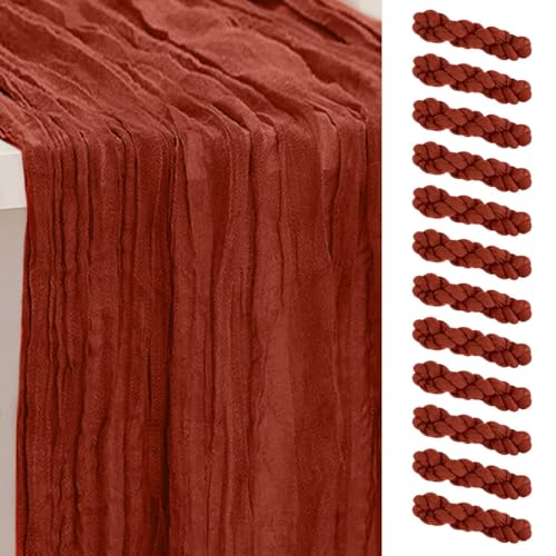 SuBleer 12 Pack Terracotta Cheesecloth Table Runner 35x120 Inches - Elegant Home Decor