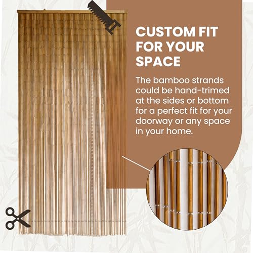 Natural Bamboo Beaded Curtain for Doorway - Earthy Style, 35.4 x 78.7 Inches - Variation of This Listing