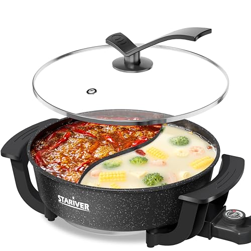 Stariver 6L Electric Hot Pot with Divider & 5-Temp Control - Black