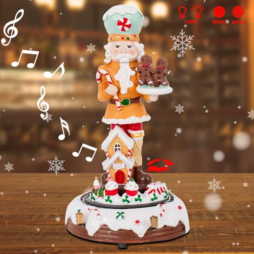 Innodept12 Gingerbread Nutcracker Collection – Animated LED Train Scene Vintage Figurines