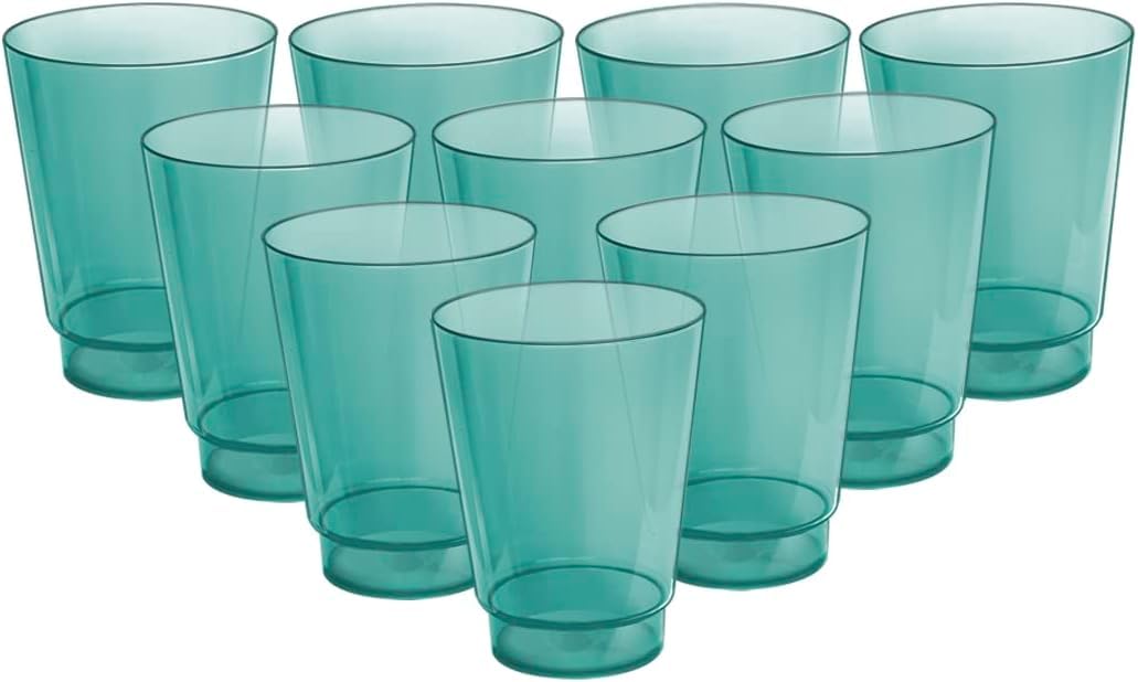 Acrimet Plastic Cup, Reusable, 10oz | 300ml, Tumbler Water, Machine Washable, Stackable Beverage Tumblers, Drinking Cup, Shatterproof, Durable (Green Color) (Set of 10)