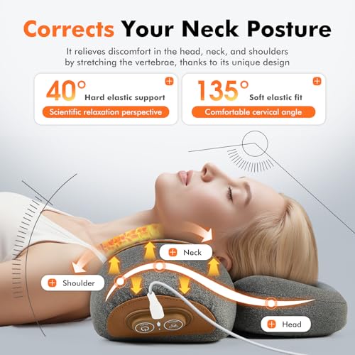 Rechargeable 3-in-1 Wireless Heating Neck Massage Pillow Gray - Relieve Neck Pain