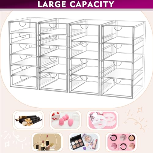 YFXCVSL 19-Drawer Acrylic Makeup Organizer - Clear Storage Drawer Set