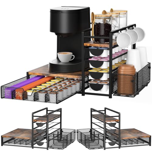 VA1KENE Coffee Station Organizer with 90 K-Cup Capacity - Multi-Tier Coffee Bar Storage