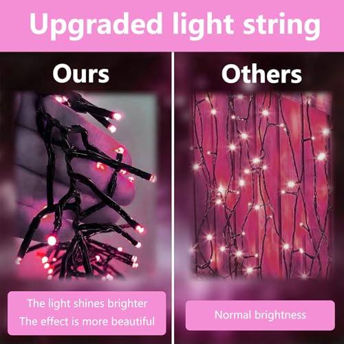 Twinkle Lights Battery Operated 100 LED Romantic String Lights 8 Modes Waterproof for Home, Garden, Party, Holiday, Christmas Tree Decoration (Pink & White)
