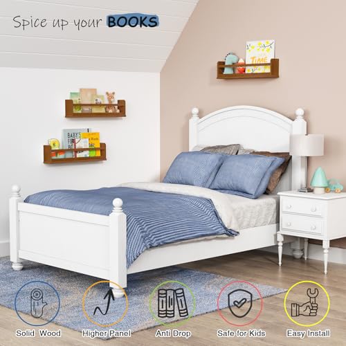 23.6 Inch Walnut Nursery Wall Book Shelves Set of 3 - Floating Kid's Storage