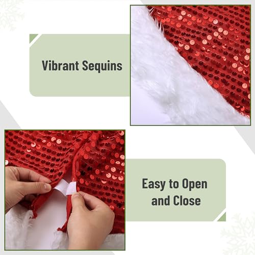 Mr. Pen Christmas Tree Skirt 48 Inch Red Sequin Holiday Decor