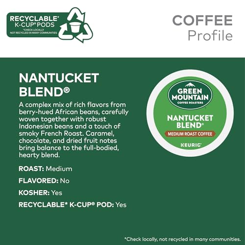 Green Mountain Coffee Roasters Nantucket Blend K-Cup Pods - 72 Count, Medium Roast, Single-Serve Coffee
