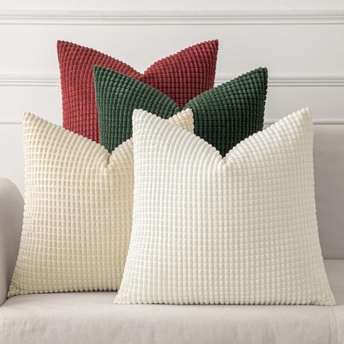 MIULEE 18x18 Inch Throw Pillow Covers Set of 4 Christmas Red & Green