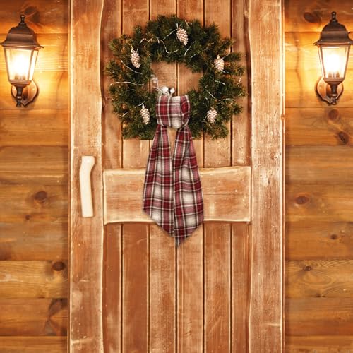 Vickasi E Red Buffalo Plaid Wreath Sash for Front Door Holiday Decorations