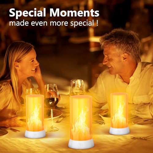 2PCS USB Rechargeable LED Flame Lights Waterproof Dimmable Flameless Candles for Home Party Garden Camping