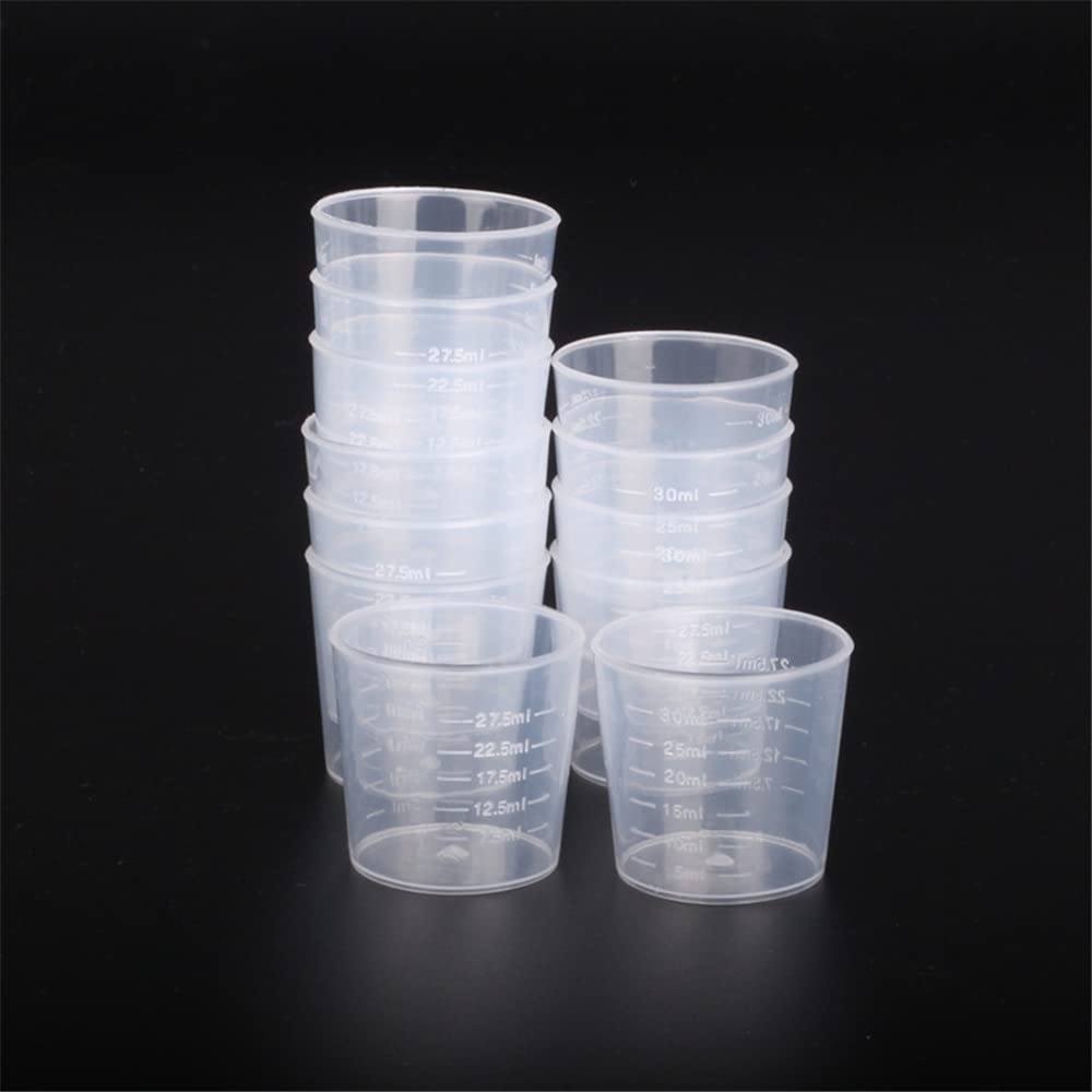 10pcs 30ml Plastic Liquid Measuring Cups Transparent Clear Plastic Graduated Kitchen Cooking Medicine Measure Tool