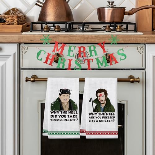 Cheroloven Home Alone Kitchen Towels, 2 Pack Funny Christmas Dish