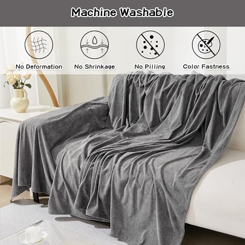 Grey 91x134-Inch Couch Cover for 3 Cushion Sofa, Pet Scratch Proof & Washable