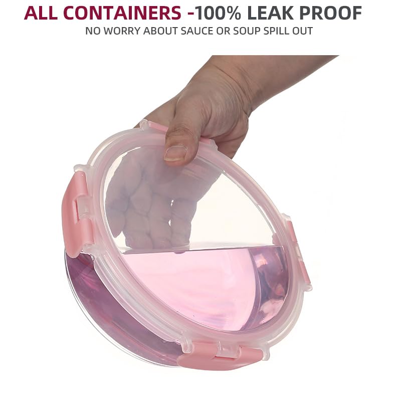 Pink Glass Storage Containers Set 12 Pack - Stackable Food Prep & Pantry Organizer