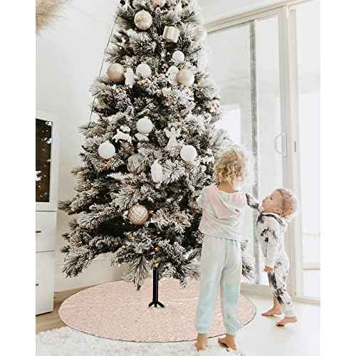 36 Inches Christmas Tree Skirt Champagne Gold Tree Skirt Sequin Glitter Tree Skirt for 4ft Tree Christmas Decoration