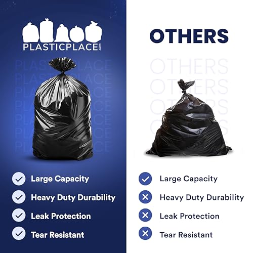 Heavy Duty 55-60 Gallon Trash Bags Pack of 100 - Tear-Resistant Black Contractor Garbage Liners - 38” x 58” - Extra Thick, Leak-Proof, Industrial Use