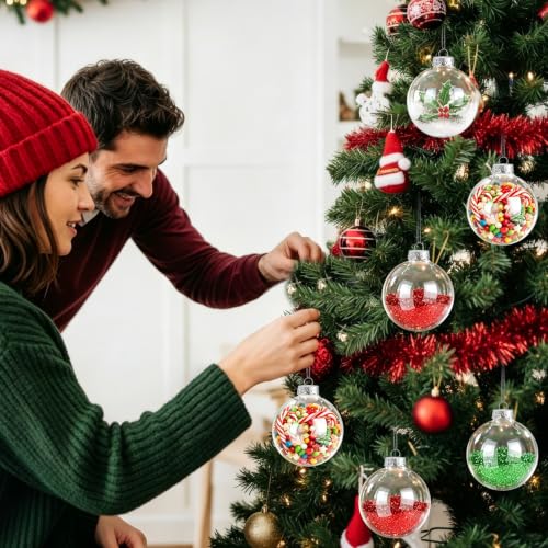 3.15 Inch Clear Plastic Fillable Christmas Ornament Balls - Pack of 12