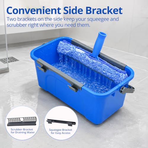 Professional Window Cleaning Kit with 76-Inch Extension Pole, Squeegee & Buckets
