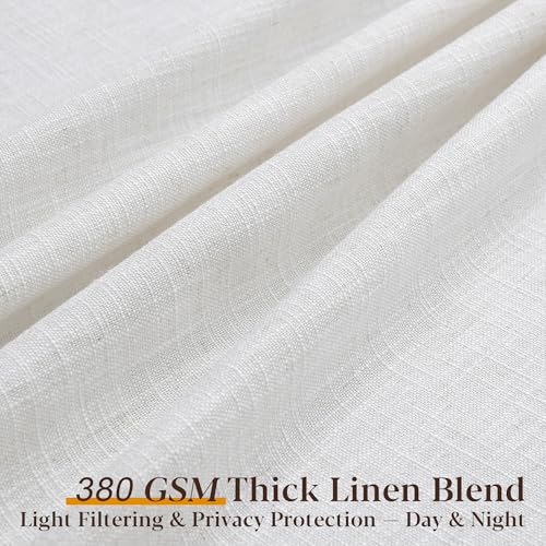 Triple Pinch Pleated Curtains for Living Room 90 Inch Linen 2 Panels