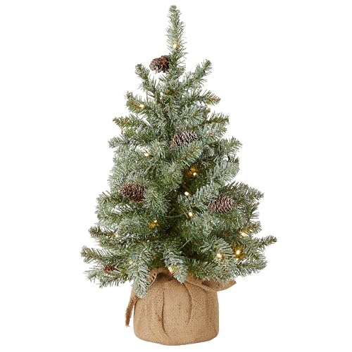 2ft Pre-Lit Flocked Artificial Christmas Tree with 50 Warm White LEDs