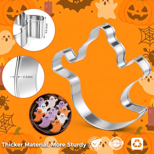 Halloween Cookie Cutter Set 7-Shape Weenkilly Witch Hat Pumpkin Black Cat Ghost Bat Skull Tombstone Variation Halloween