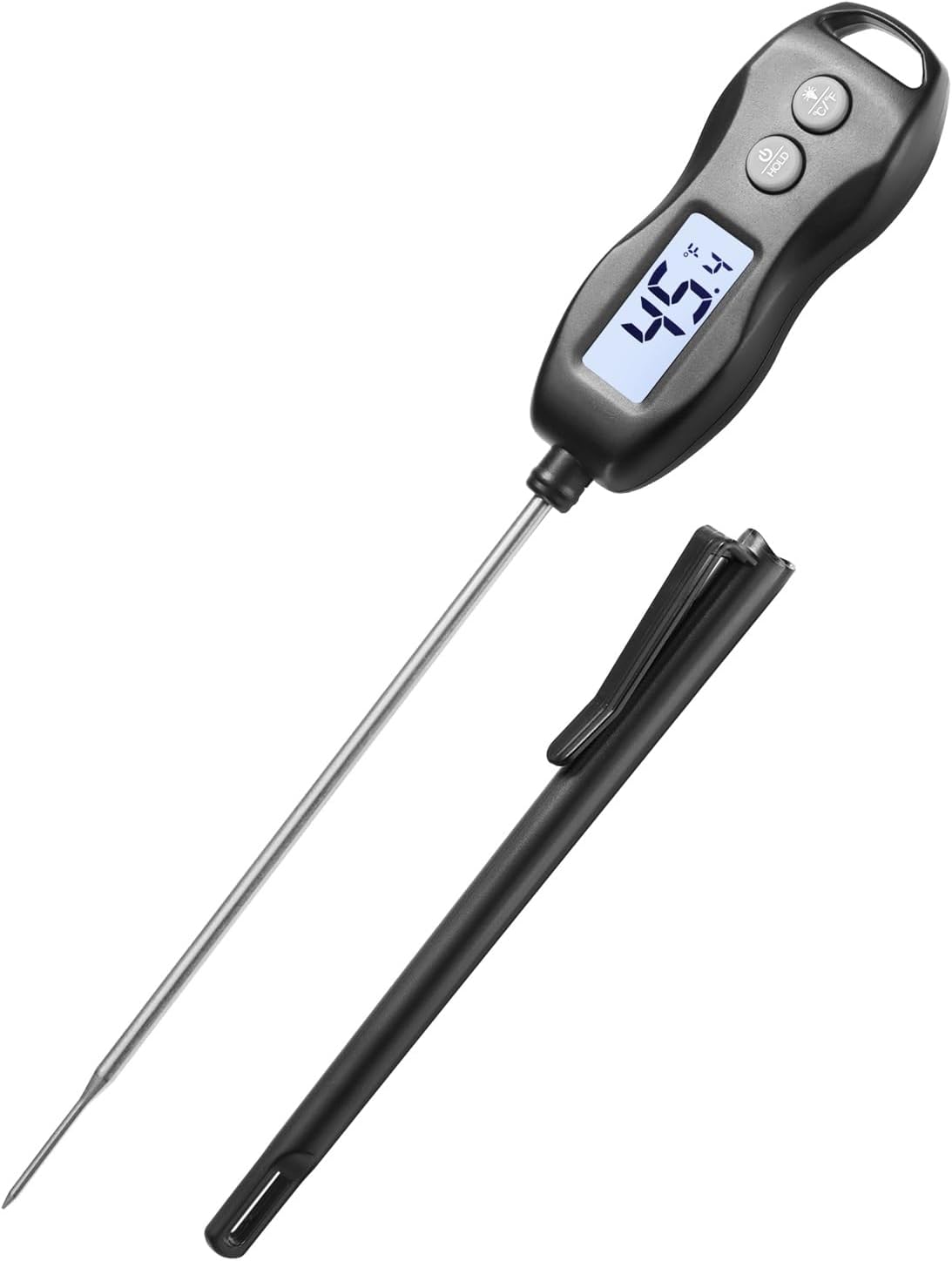 Meat Thermometer Digital - Instant Read Waterproof Cooking Thermometer with Backlight | Black