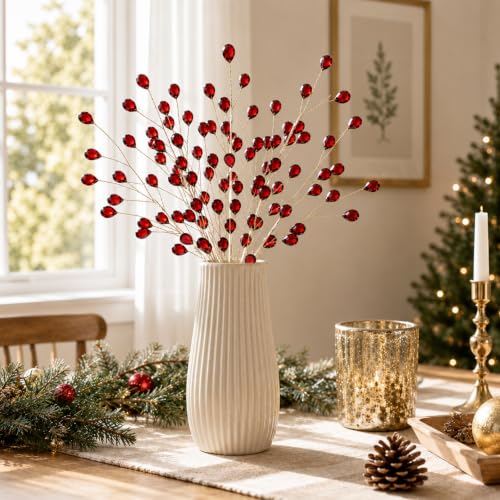 Suncalla 11.8" Crystal Picks for Christmas Tree Branches, Burgundy, 6