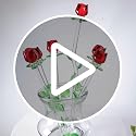 12 Pack Red Roses Crystal Figurines - Handmade Long Stem Gift Set