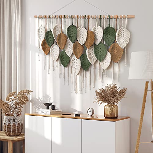 Large Boho Macrame Wall Hanging Tapestry 39x29.5 inches with Wooden Rods