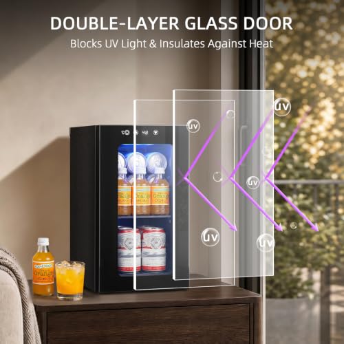 Antarctic Star Black 10L Mini Beverage Fridge with Digital Temperature Control