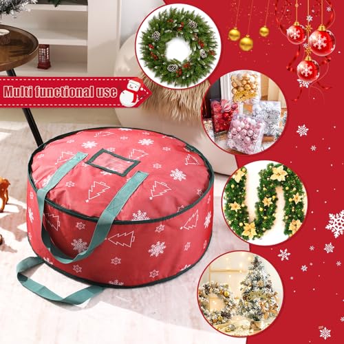 TaoQ C Red 30 Inch Christmas Wreath Storage Bag Waterproof Dustproof Organizer
