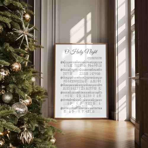 JarThenaAMCS Christmas Carol Wall Art Prints O Holy Night Music Sheet Art Poster Minimalist Xmas Hymn Wall Decor for Gallery Living Room Bedroom (UNFRAMED, 11x14in)