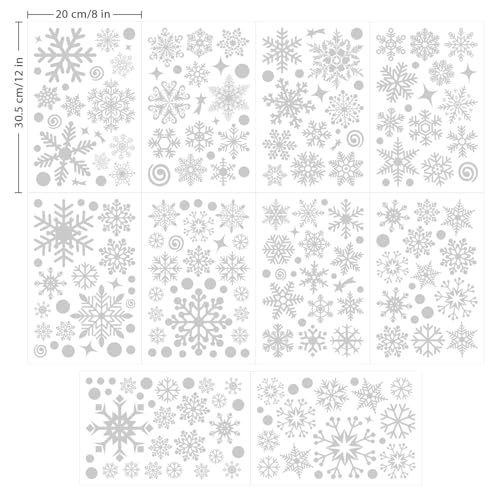 JMANNI Snowflake Window Clings, Christmas Window Clings 10 Sheets Window Sticker Decor Snowflakes Pictures for Doors, Glass Fronts, Christmas Decoration Reusable (Snowflake)