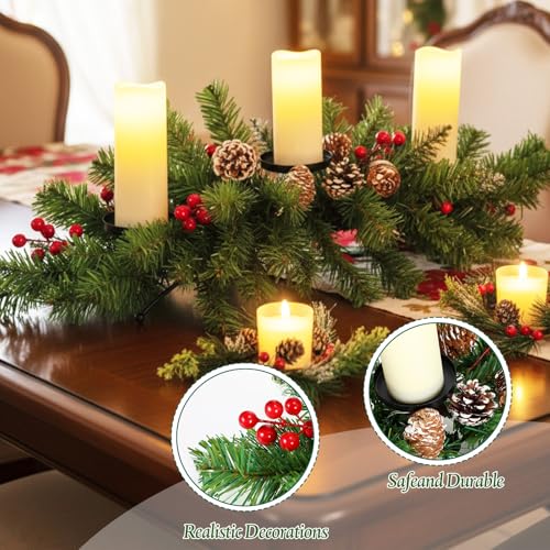 Vinsot 3-Piece 30-Inch Christmas Table Centerpiece with Candle Trays