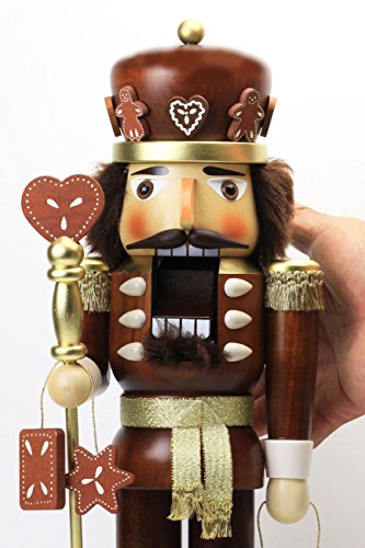 German Christmas Nutcracker Gingerbread King Handcrafted Wooden Decor - 15 Inch