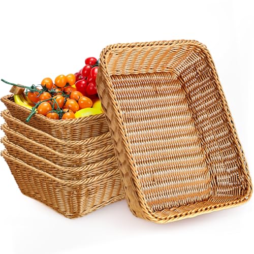 Eccliy 6 Pack Wicker Bread Baskets 19 Inch - Woven Serving Baskets for Food & Display