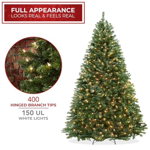 Casafield 4.5FT Realistic Pre-Lit Green Spruce Artificial Christmas Tree with Metal Stand - 4ft 6in