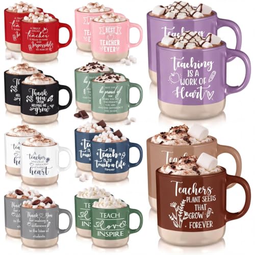 Didaey 20 Pcs Teacher Appreciation Coffee Mug Set, Pastel Color, 13 oz, Bulk Gifts