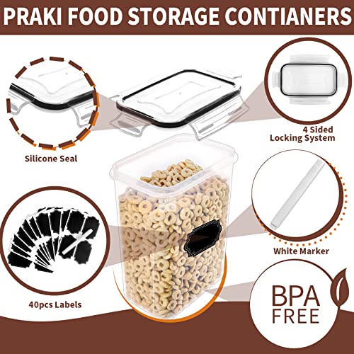 PRAKI Black Airtight Food Storage Containers Set - 24 pcs, BPA Free