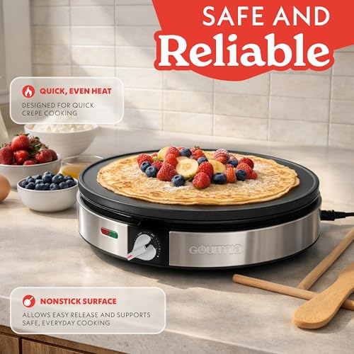 12-Inch Nonstick Crepe Maker with Temperature Control & Accessories