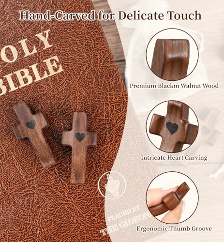 50Pcs Wooden Cross Bulk Set with Organza Gift Bags - Handcrafted Walnut Christian Faith Gifts for Church & Easter - Brown / 50