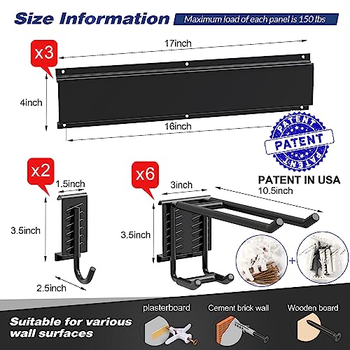 51-Inch Garage Wall Organizer with 8 Hooks & 3 Rails - Heavy Duty Tool Storage
