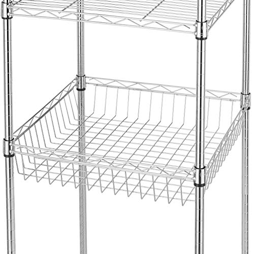72-Inch Heavy Duty Wire Shelving Unit with Wheels - Chrome, 6-Tier Storage Rack