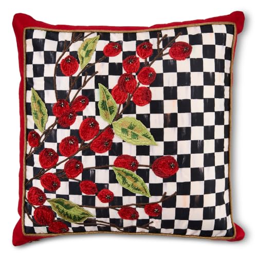 MacKenzie-Childs Courtly Check Holly Throw Pillow 18x18