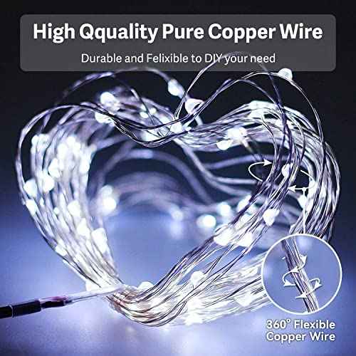 LIGHTOP Fairy Light Battery Operated String Lights 2 Pack 100 LED Waterproof Copper Wire Twinkle Lighting with Timer for Christmas Wedding Indoor DIY Decor (Cool White)