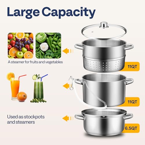 VIVOHOME 11 Qt Stainless Steel Steam Juicer for Canning Fruit & Grape Juice