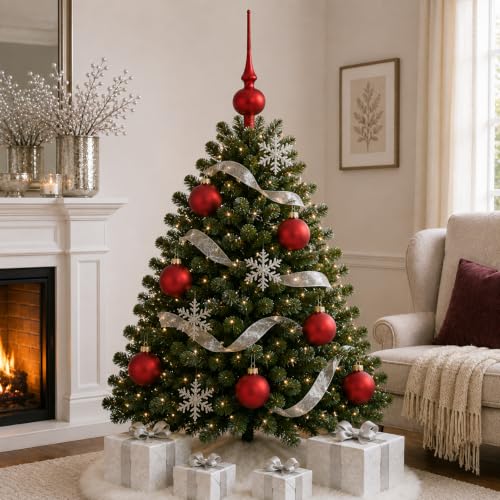 Red Matte Glass Christmas Ornament Set of 4 – 4 Inch Ball Ornaments