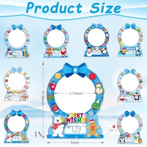 24 Sets DIY Paper Photo Frames-Snow Globe - Winter Bulletin Board Decorations DIY Photo Frames Fun Snow Globe Snowman Snowflake Crafts Winter Christmas Classroom Toddlers Holiday Party Activities