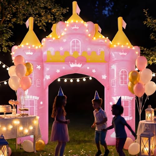 Pink Princess Inflatable Arch Garden Decoration - 10ft Outdoor Yard Party Decor